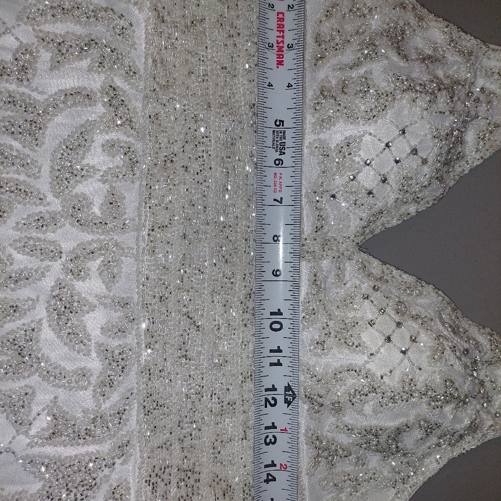 Beautiful Beaded White Couture Dress - Picture 7 of 16